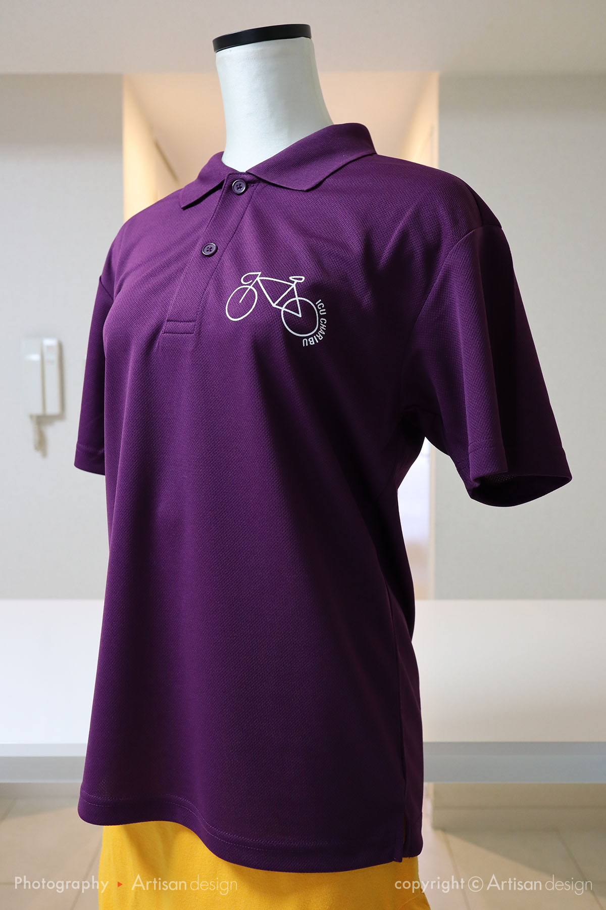 ICU サイクリング部 様｜ドライポロシャツ（自転車サークル・部活）デザイントレース+プリント：紫色（前面）