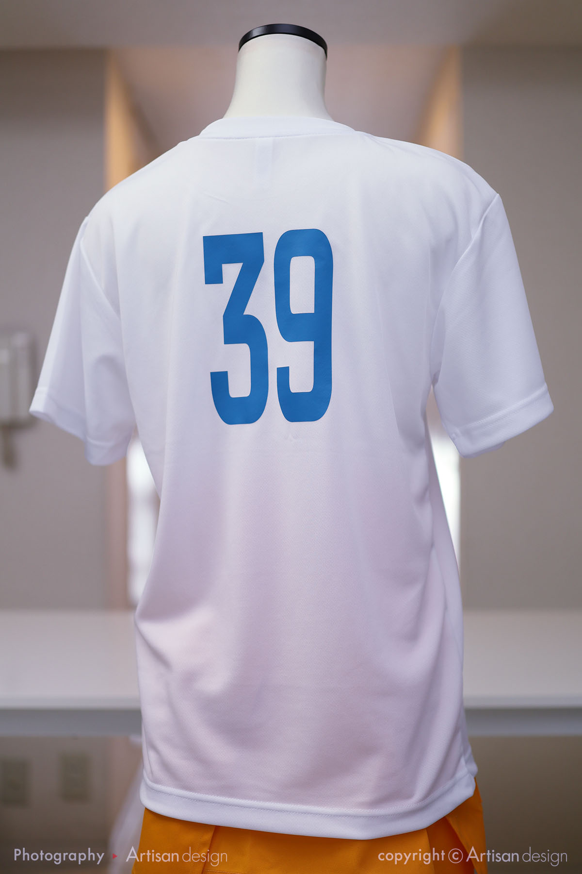 武蔵野SBC 様｜ドライTシャツ（野球チーム）デザイントレース+プリント（+各人様の背番号プリント）：ホワイト色（背面）39番