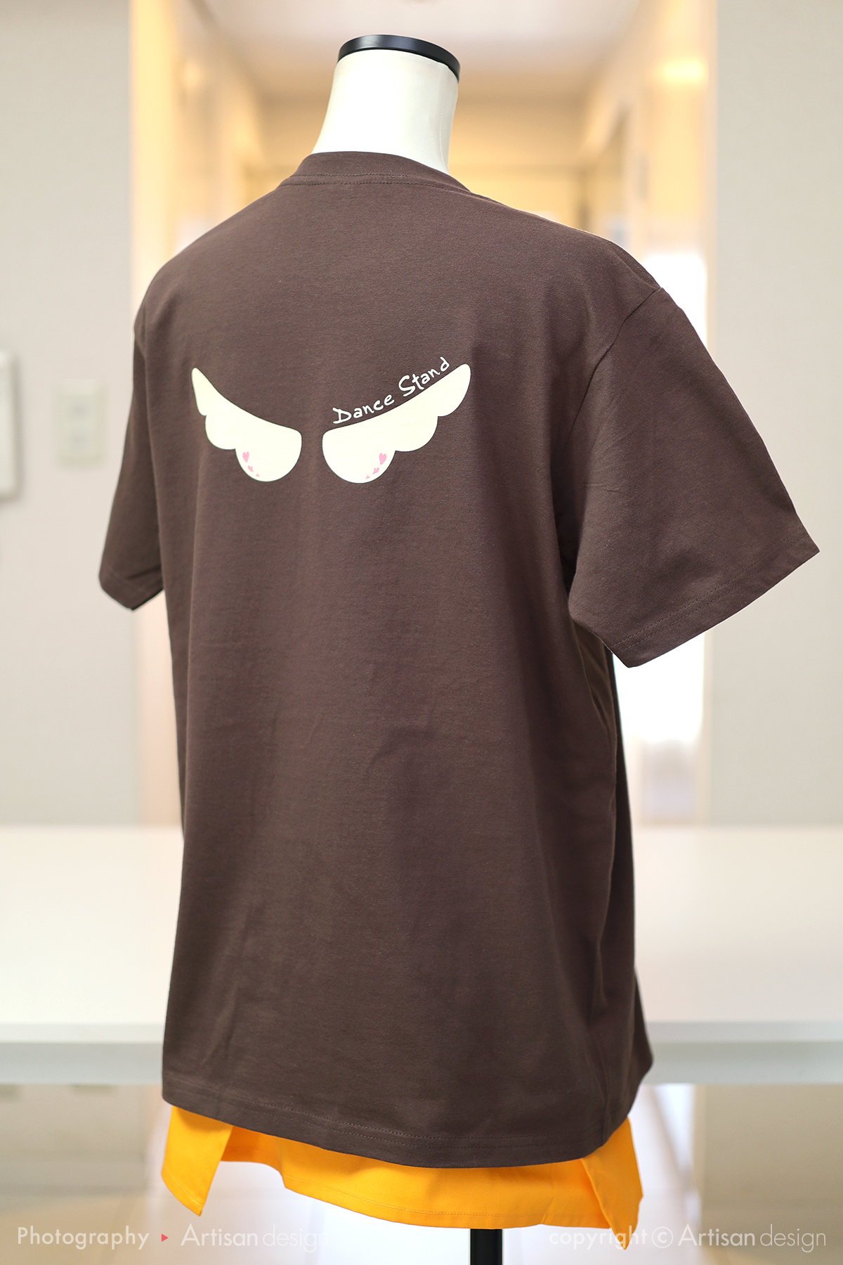 ダンス スタンド 様｜Tシャツ（ダンス教室）デザイントレース+プリント：ブラウン色（背面）