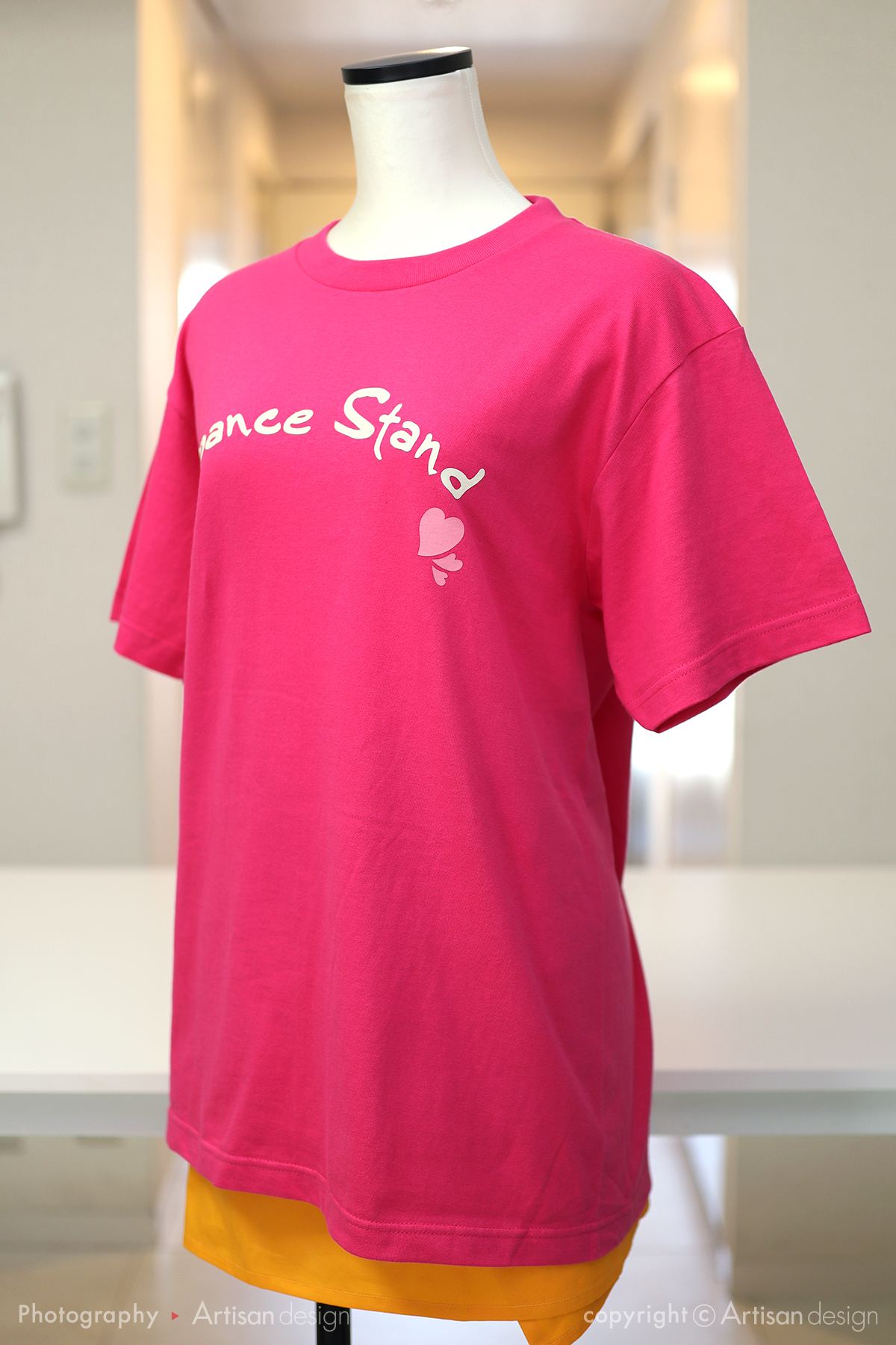 ダンス スタンド 様｜Tシャツ（ダンス教室）デザイントレース+プリント：ホットピンク色（前面）