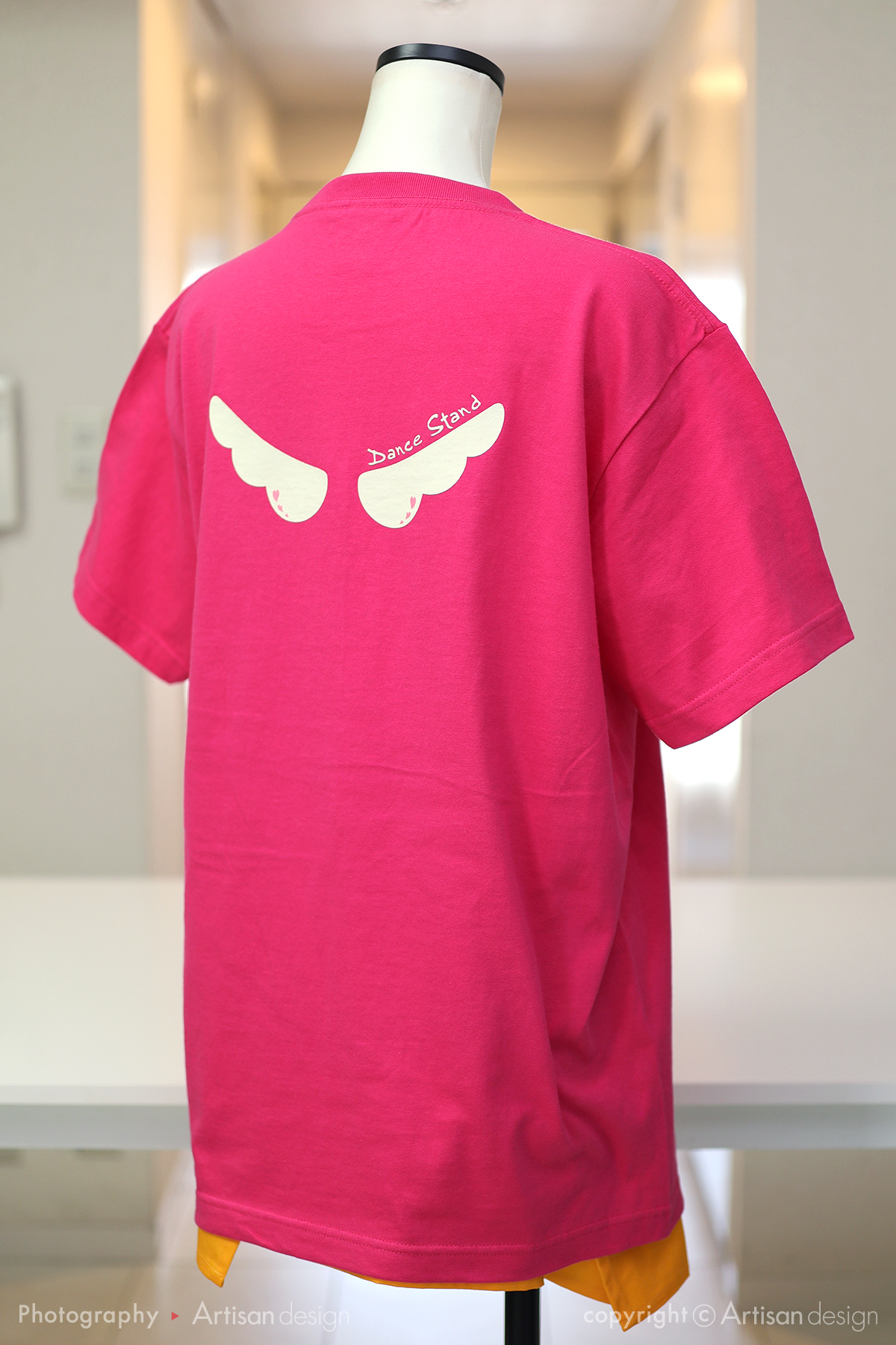 ダンス スタンド 様｜Tシャツ（ダンス教室）デザイントレース+プリント：ホットピンク色（背面）