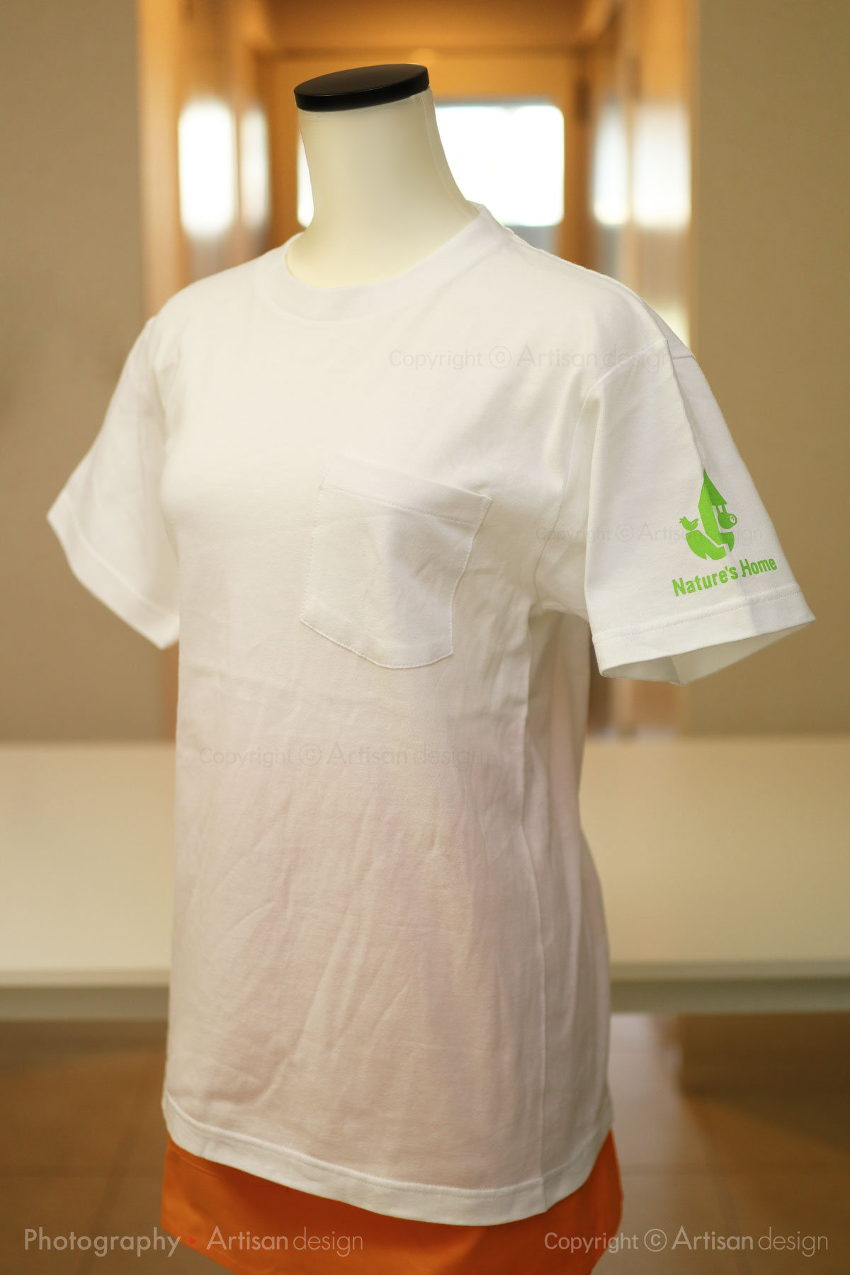 Natures Home 様｜Tシャツ デザイントレース+プリント：ホワイト色（左袖）