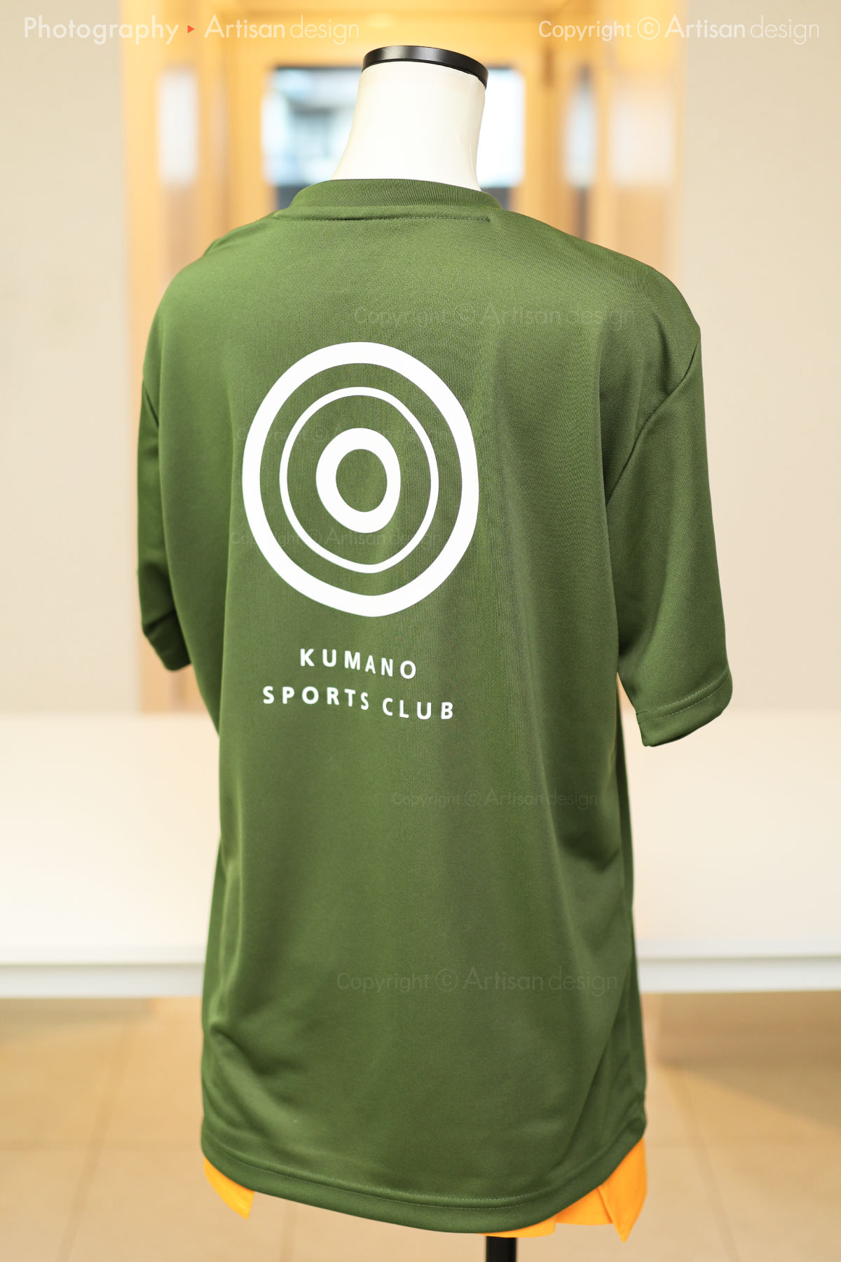 Kumano Sports Club 様｜ドライTシャツ（幼稚園様）デザイントレース+プリント：モスグリーン色（背面）