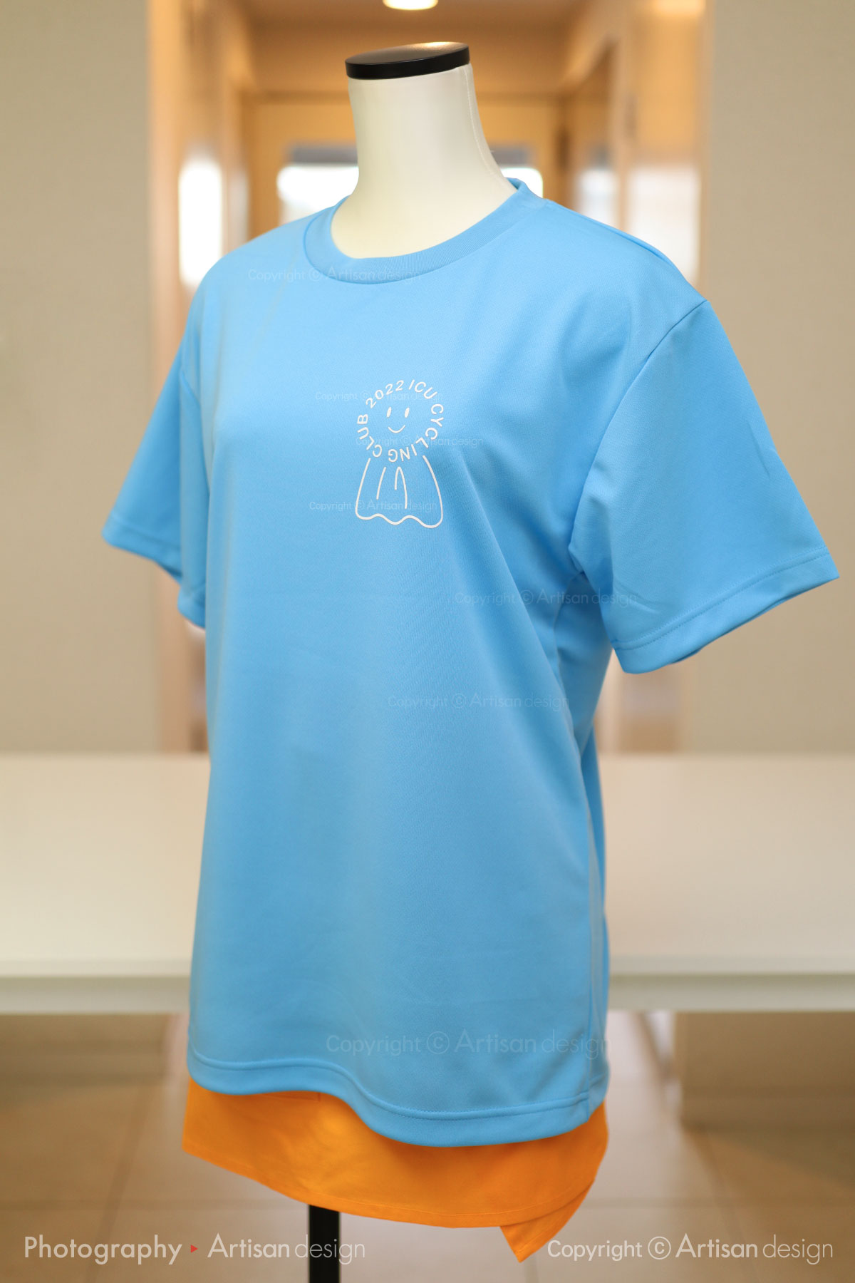 ICU サイクリング部 様｜Tシャツ（自転車サークル・部活）デザイントレース+プリント：水色（前面）