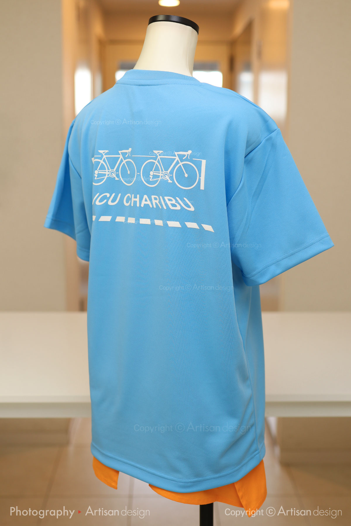 ICU サイクリング部 様｜Tシャツ（自転車サークル・部活）デザイントレース+プリント：水色（背面）