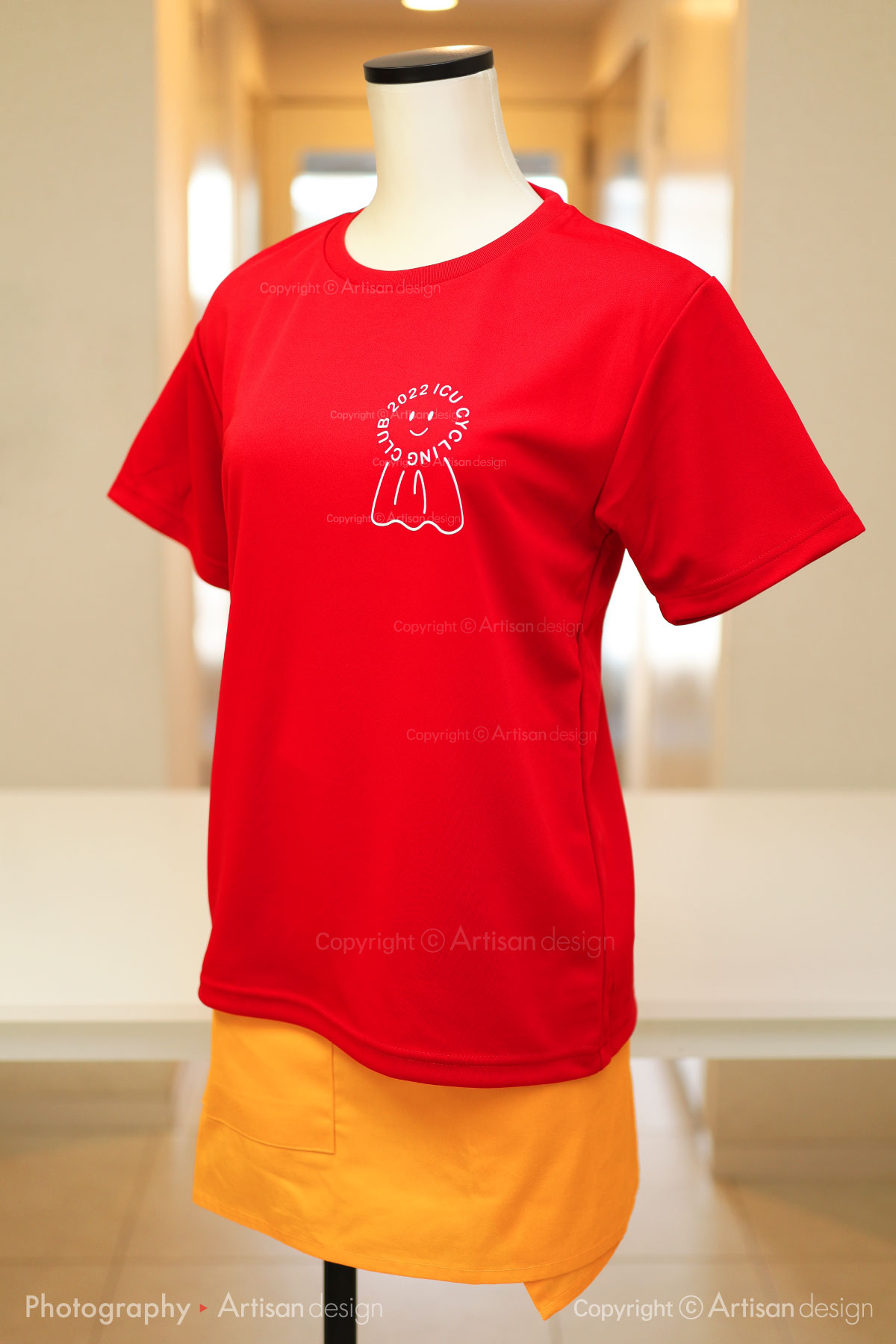 ICU サイクリング部 様｜Tシャツ（自転車サークル・部活）デザイントレース+プリント：レッド色（前面）