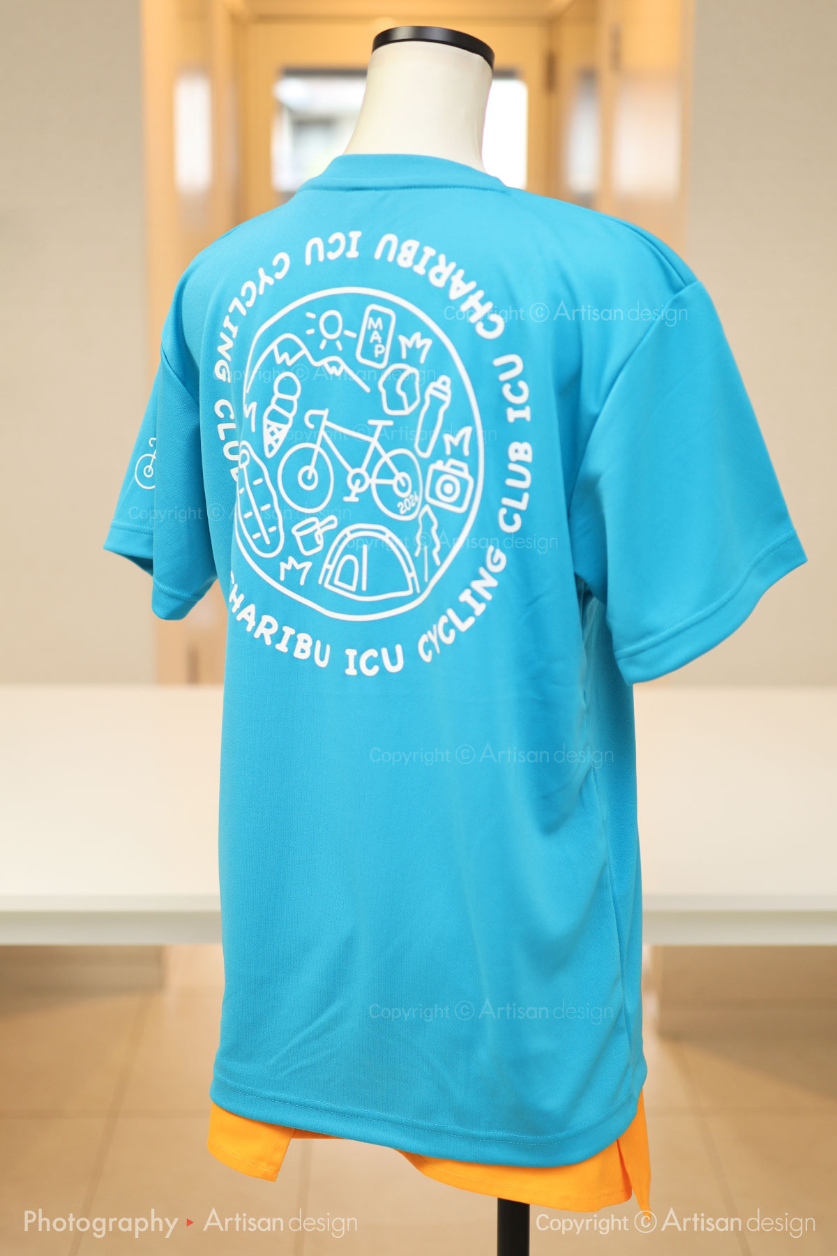 ICU サイクリング部 様｜Tシャツ（自転車サークル・部活）デザイントレース+プリント：水色（背面）