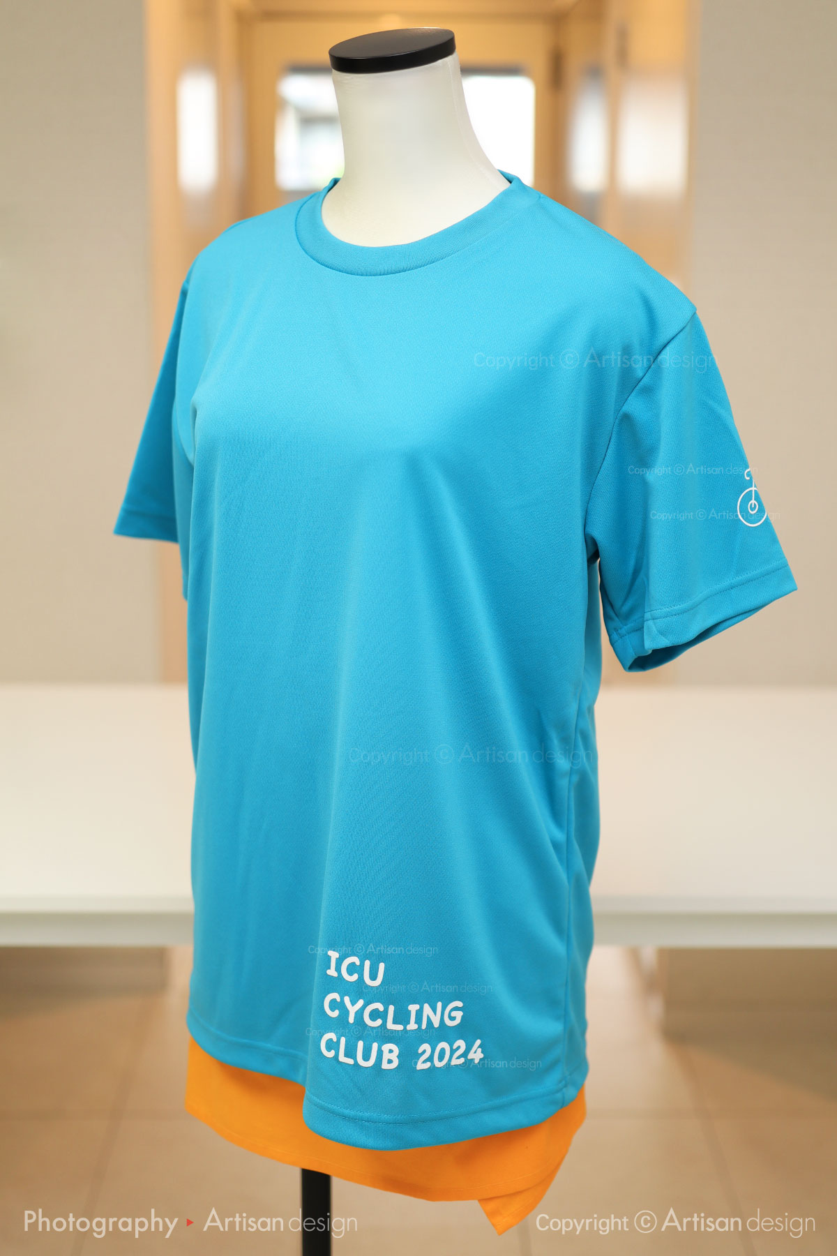 ICU サイクリング部 様｜Tシャツ（自転車サークル・部活）デザイントレース+プリント：水色（前面）