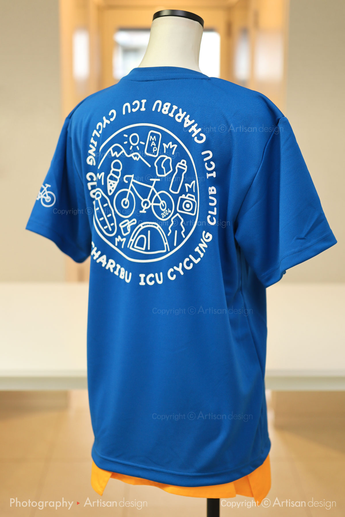 ICU サイクリング部 様｜Tシャツ（自転車サークル・部活）デザイントレース+プリント：ブルー色（背面）