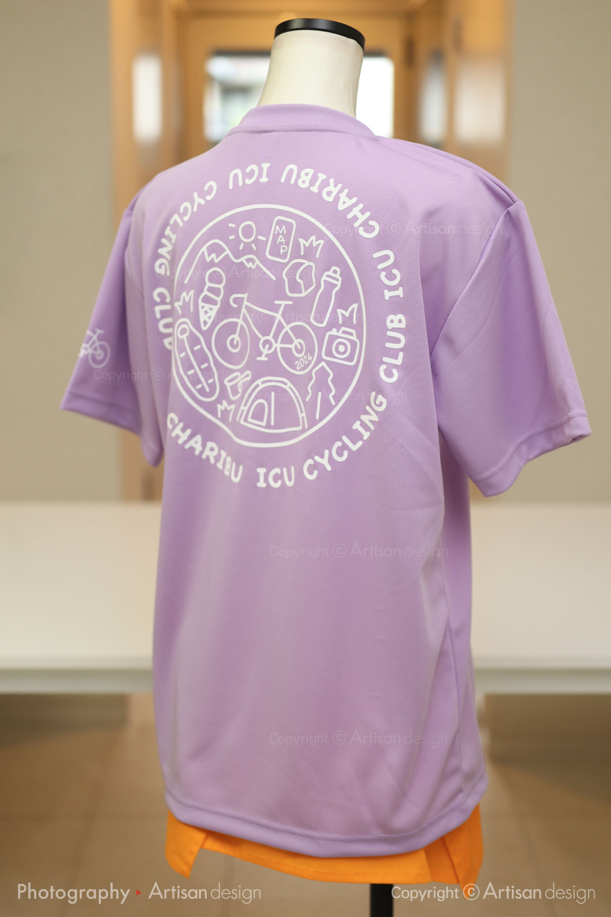 ICU サイクリング部 様｜Tシャツ（自転車サークル・部活）デザイントレース+プリント：ライトパープル色（背面）