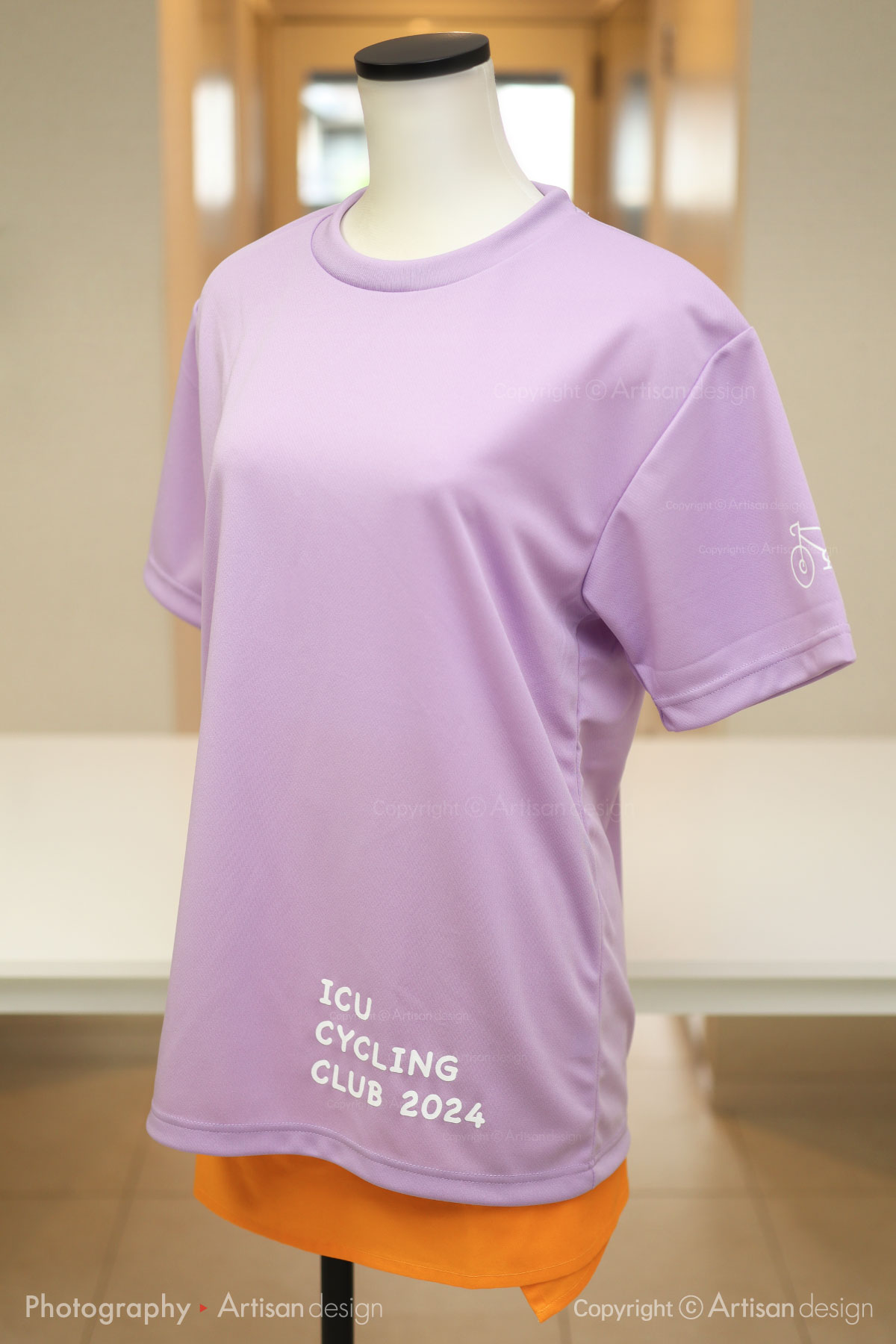 ICU サイクリング部 様｜Tシャツ（自転車サークル・部活）デザイントレース+プリント：ライトパープル色（前面）
