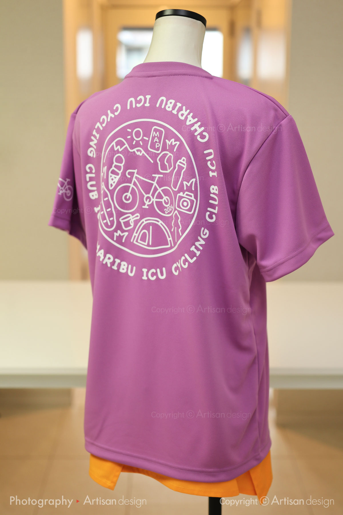 ICU サイクリング部 様｜Tシャツ（自転車サークル・部活）デザイントレース+プリント：ラベンダー色（背面）