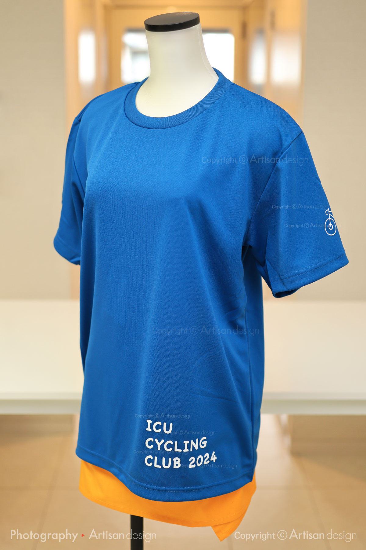 ICU サイクリング部 様｜Tシャツ（自転車サークル・部活）デザイントレース+プリント：ブルー色（前面）